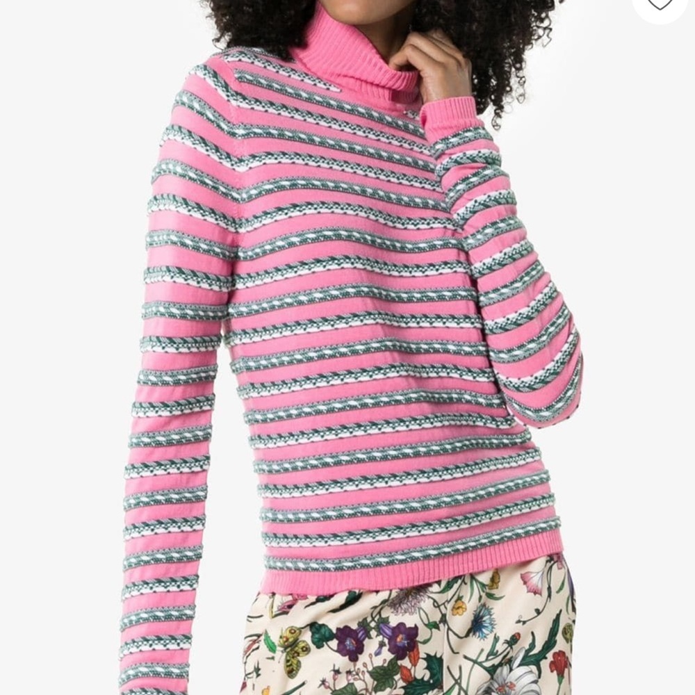 ROSIE ASSOULIN OTTOMAN STRIPE MOCKNECK PINK